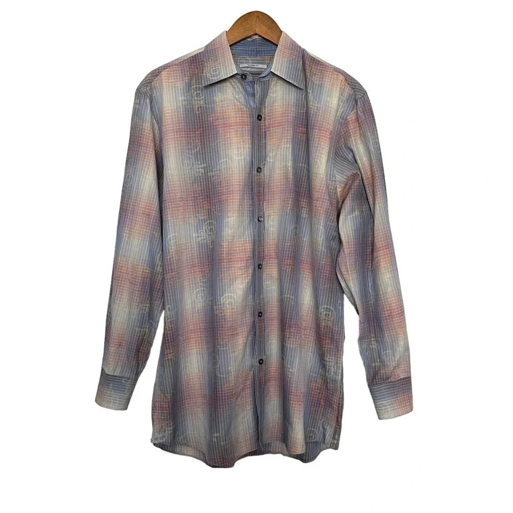 Johnston & Murphy Tailored Fit Button Up Shirt Preppy Office Size Medium - Picture 6 of 6
